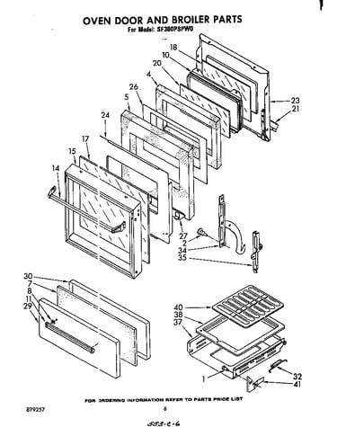 Oven door and broiler