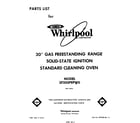 Whirlpool SF300PEPW0 front cover diagram