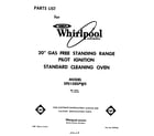 Whirlpool SF010ESPW0 front cover diagram