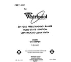 Whirlpool SF315EEPW0 front cover diagram