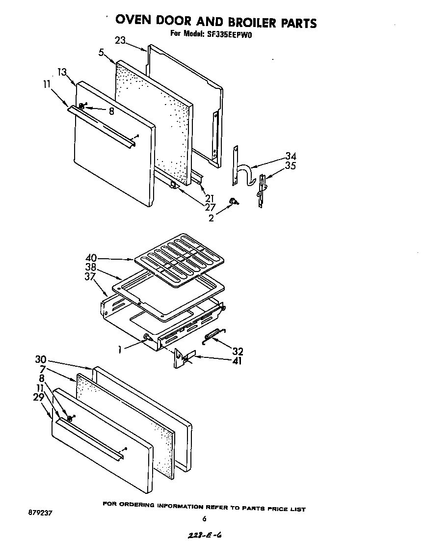 Oven door and broiler