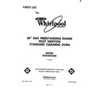 Whirlpool SF3020SKN0 front cover diagram