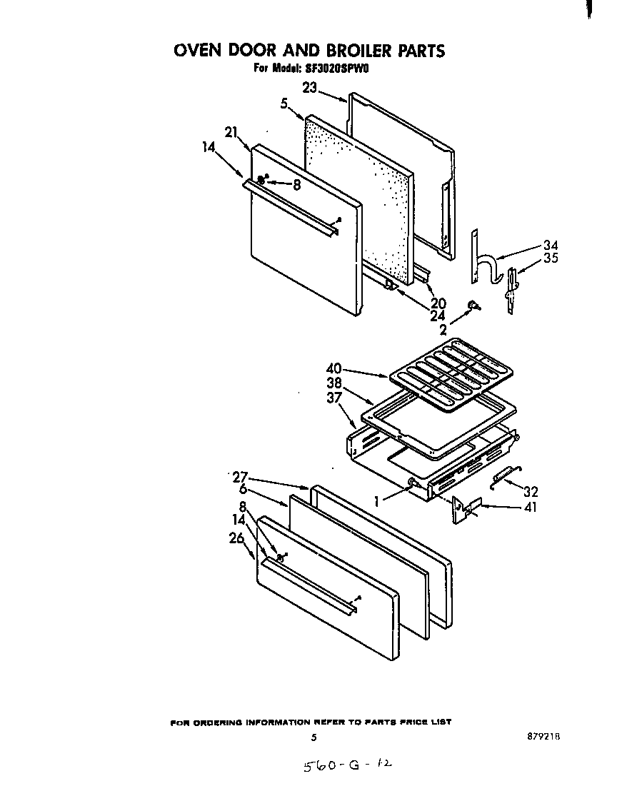 Oven door and broiler