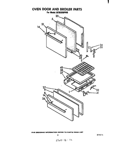 Oven door and broiler