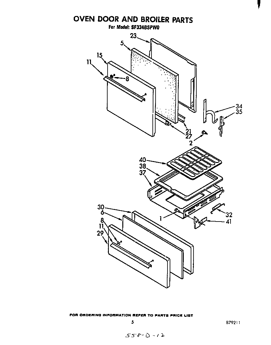 Oven door and broiler