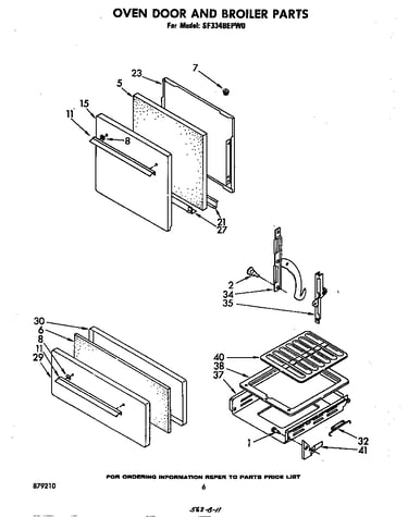 Oven door and broiler