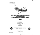 Whirlpool SF330PSPW0 front cover diagram
