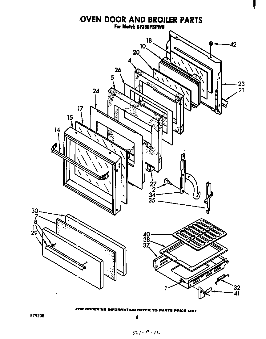 Oven door and broiler