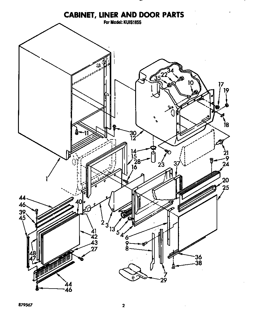 Cabinet, liner and door