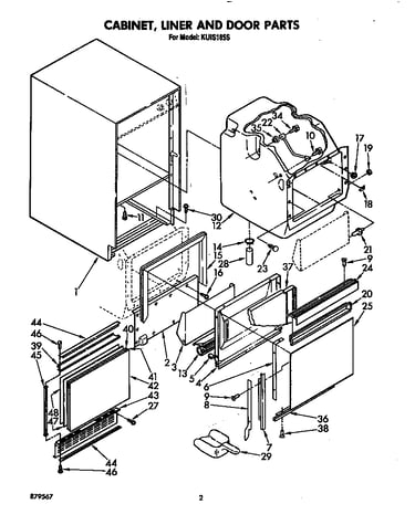 Cabinet, liner and door