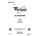 Whirlpool AC1854XT0 front cover diagram