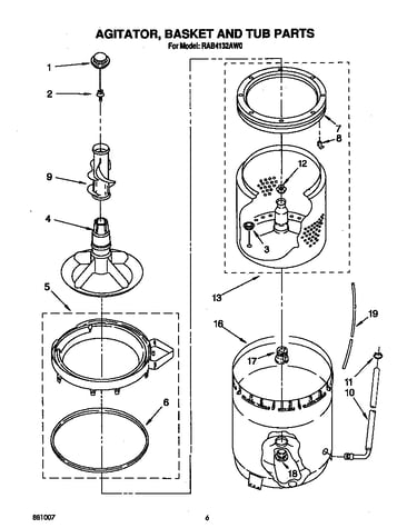 Agitator, basket and tub