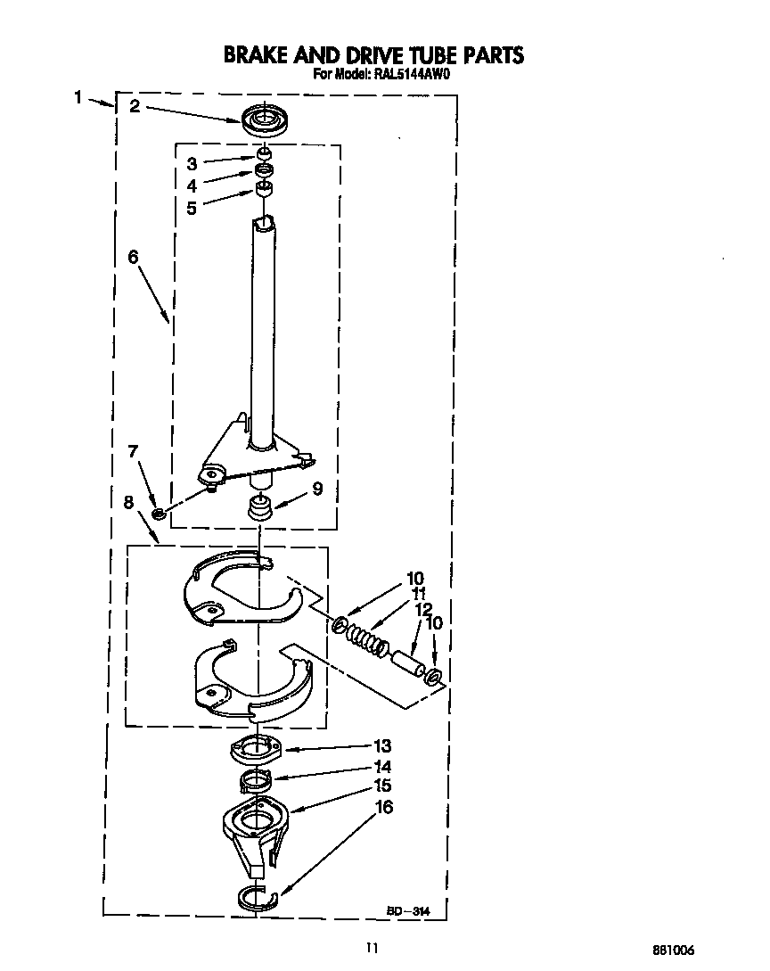 Brake and drive tube