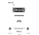 Roper 8614*0B front cover diagram