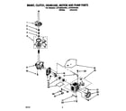 Whirlpool LST9355AW0 brake, clutch, gearcase, motor and pump diagram