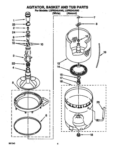 Agitator, basket and tub