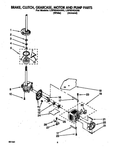 Brake, clutch, gearcase, motor and pump
