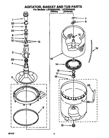 Agitator, basket and tub