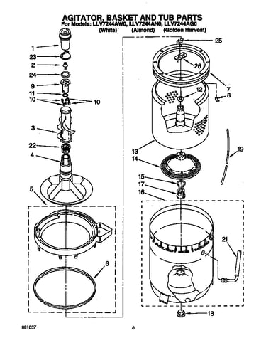 Agitator, basket and tub