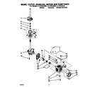 Whirlpool LLV7244AW0 brake, clutch, gearcase, motor and pump diagram