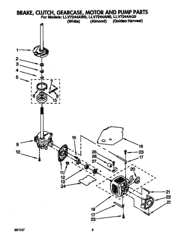 Brake, clutch, gearcase, motor and pump