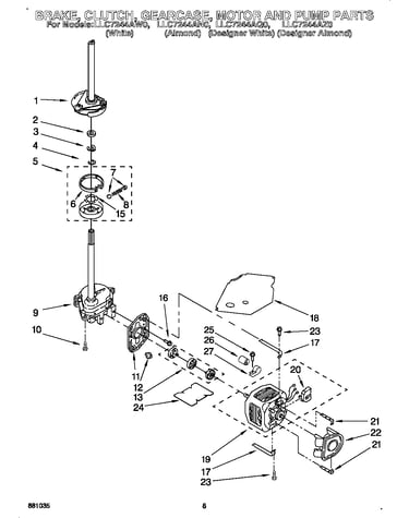 Brake, clutch, gearcase, motor and pump