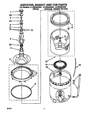 Agitator, basket and tub