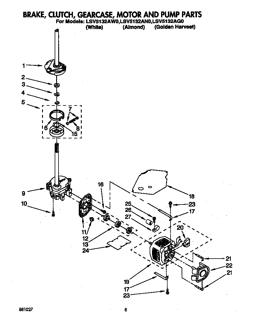 BRAKE, CLUTCH, GEARCASE, MOTOR AND PUMP