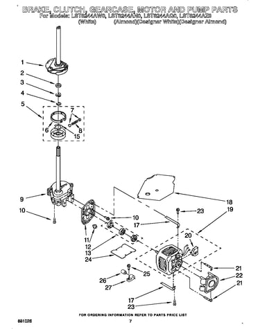 Brake, clutch, gearcase, motor and pump