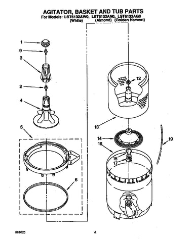 Agitator, basket and tub