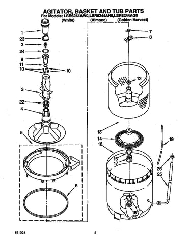 Agitator, basket and tub