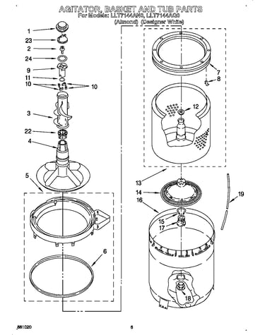 Agitator, basket and tub