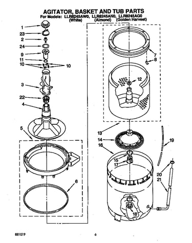 Agitator, basket and tub