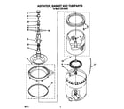 Whirlpool LBT6133AW0 agitator, basket and tub diagram