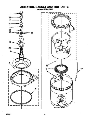 Agitator, basket and tub