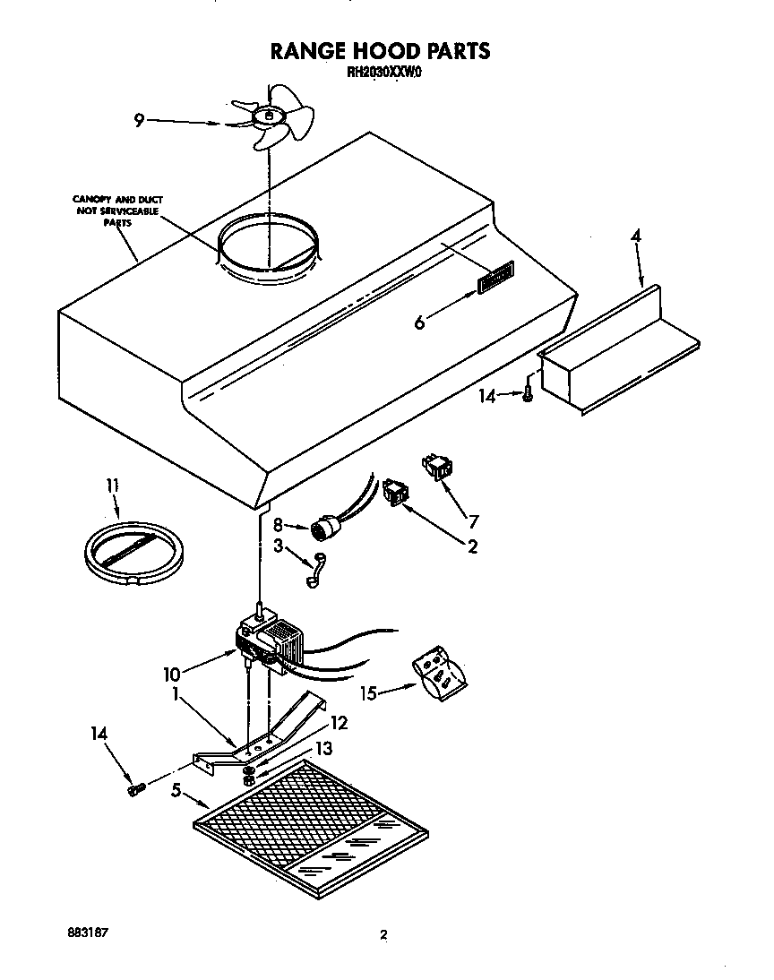 Range hood parts