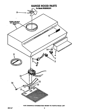 Range hood parts