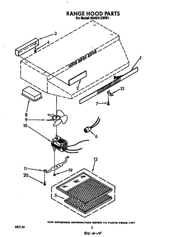 Range hood parts