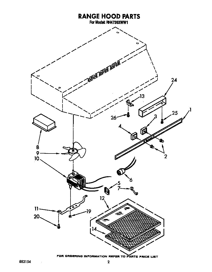 Range hood parts