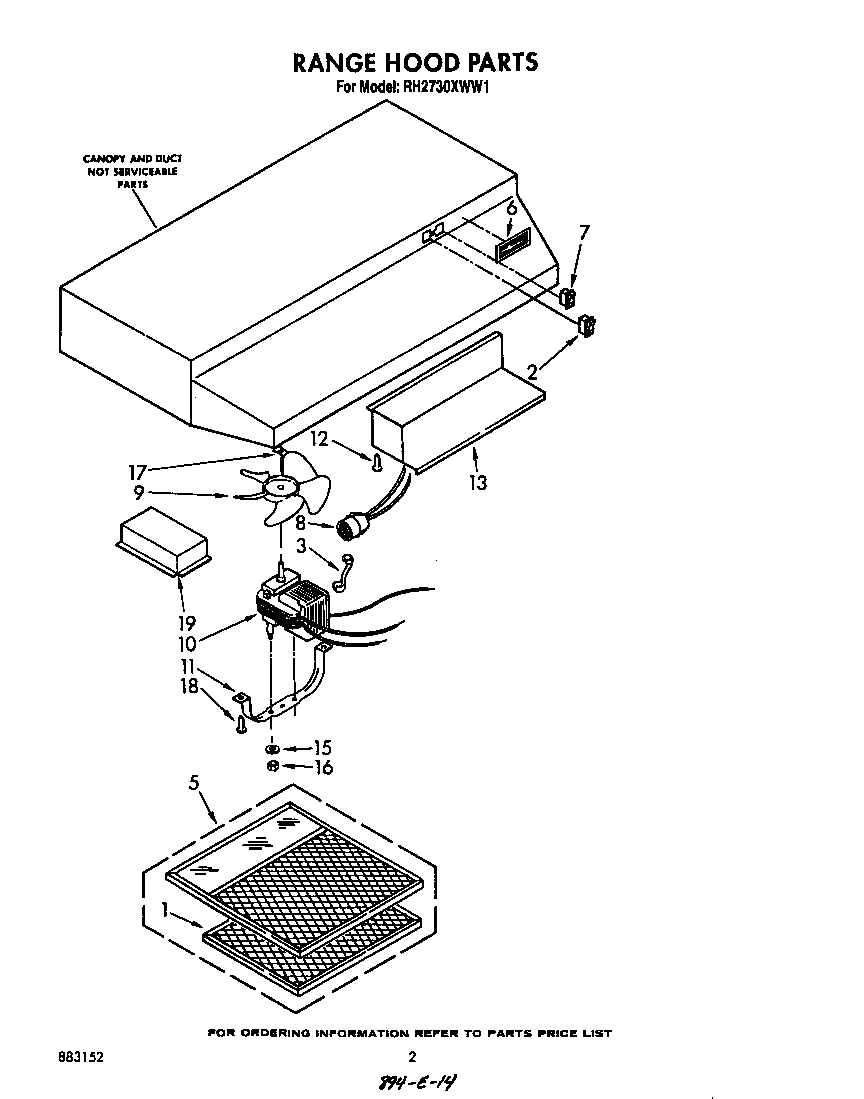 Range hood parts