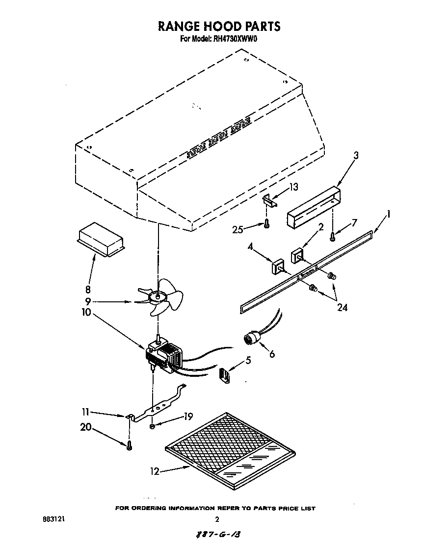Range hood parts