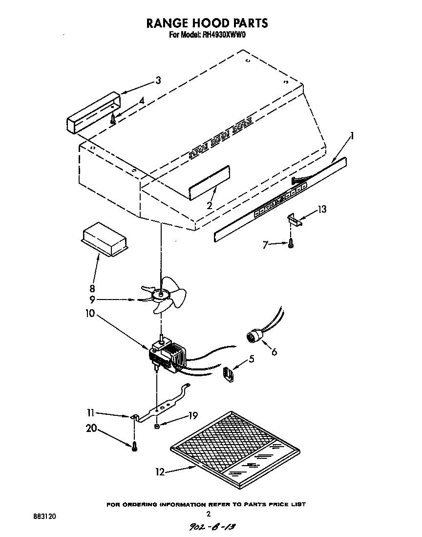 Range hood parts