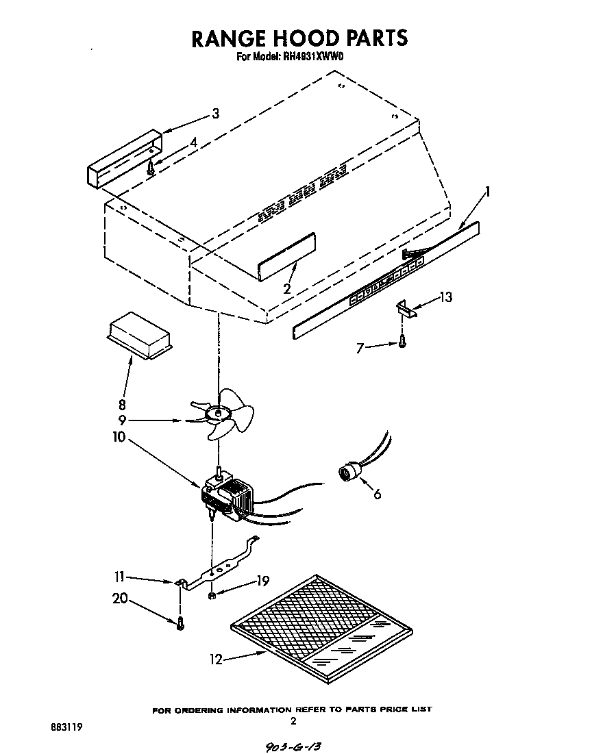 Range hood parts