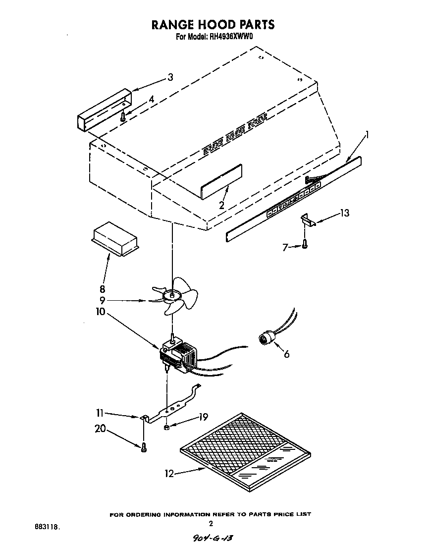 Range hood parts
