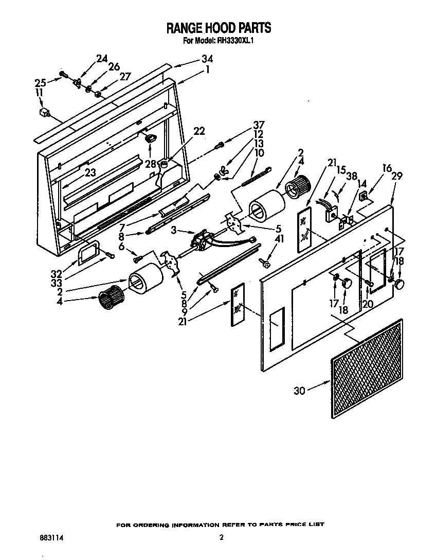 Range hood parts
