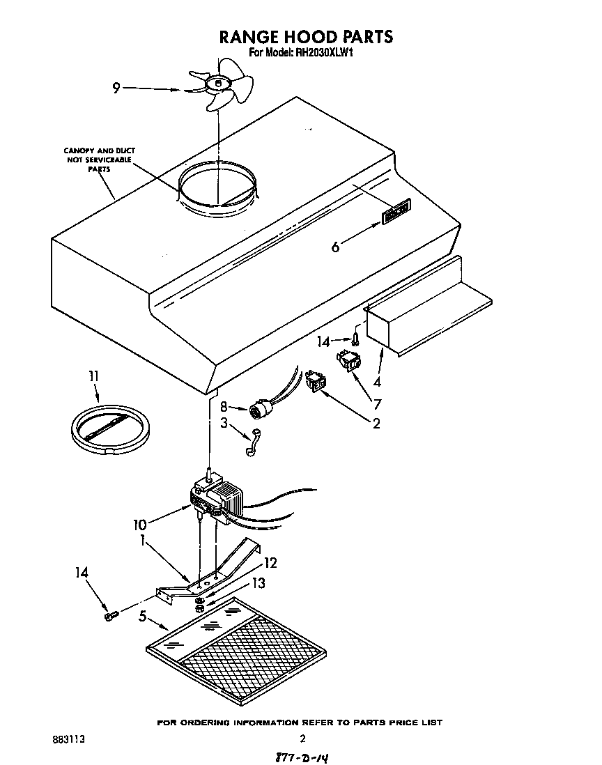 Range hood parts