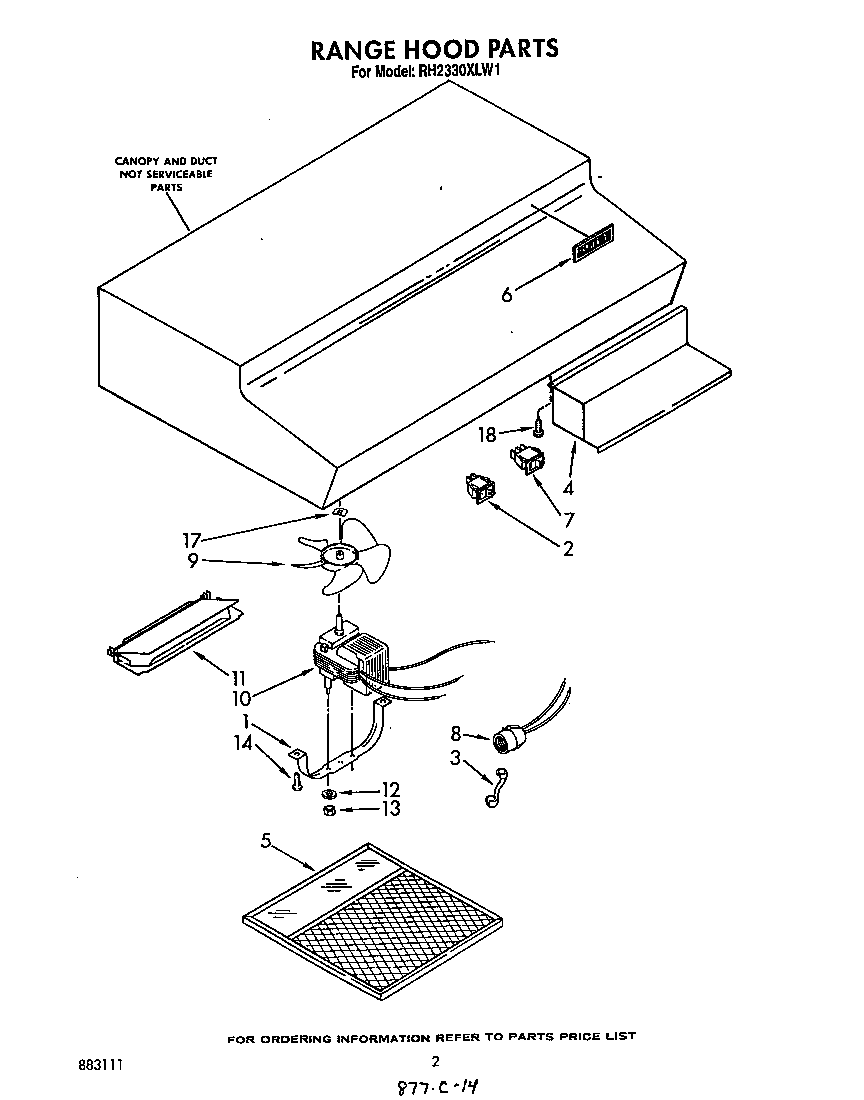 Range hood parts