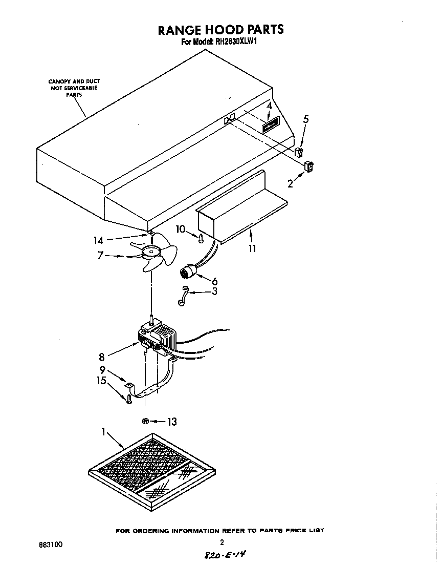 Range hood parts