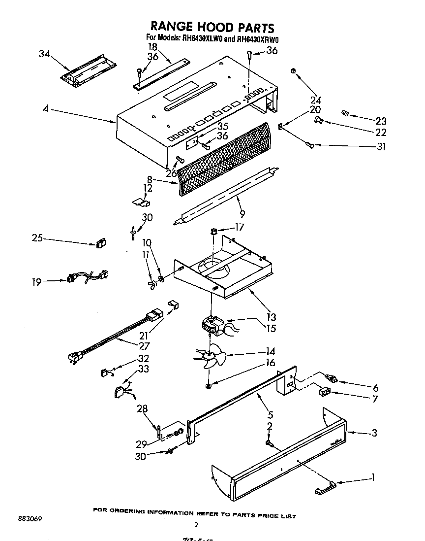 Range hood parts