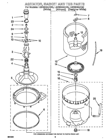 Agitator, basket and tub